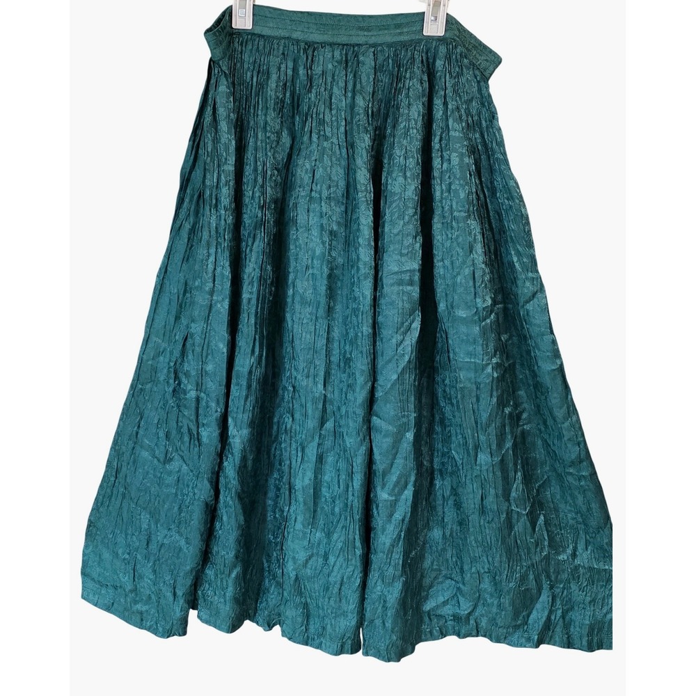 PASTA Teal Crinkle Maxi Skirt Boho Festival Flowy Size Medium - Picture 6 of 8